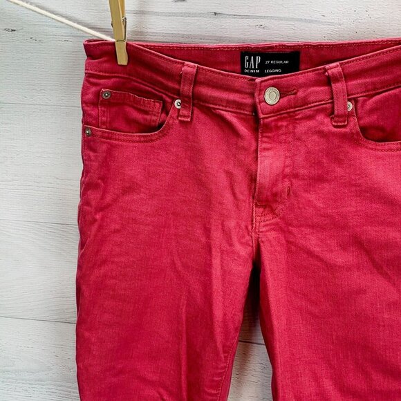 Gap Denim Womens Legging Jegging Jeans Wild Rose Raw Hem Ankle Size 4 | 27 Reg - Picture 3 of 10